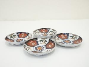 明治期　伊万里焼　染錦松竹梅文小皿5客